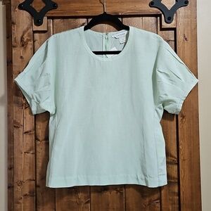 Club Monaco Mint Green Sculptured Short Sleeve Top Size S